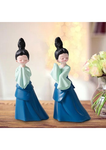 Reçine Bayan Dansçı Heykeli Eski Kadın Raf Dekor Hediyesi 2x Küçük Dans Bebek (Yurt Dışından) modelleri