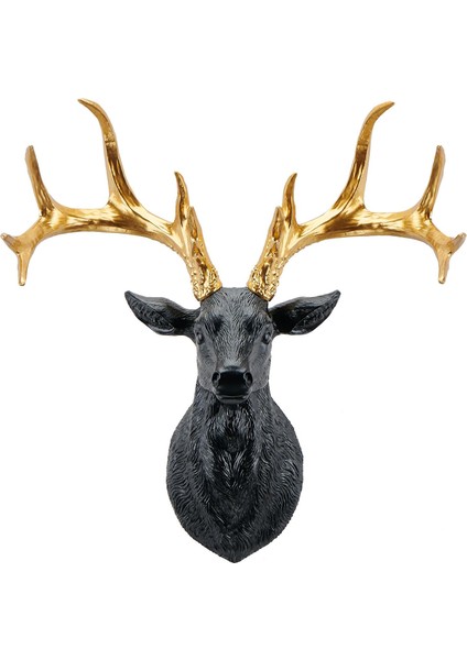 3D Geyik Head Figürin Antlers Hayvan Heykeli Yatak Odası Galeri Dekorasyonu Siyah Altın (Yurt Dışından) fiyatları