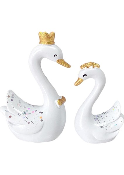 3D Reçine Taç Kuğu Ayakta Duran Heykel Figürinler Heykel Araba Gösterge Paneli Dekor (Yurt Dışından)