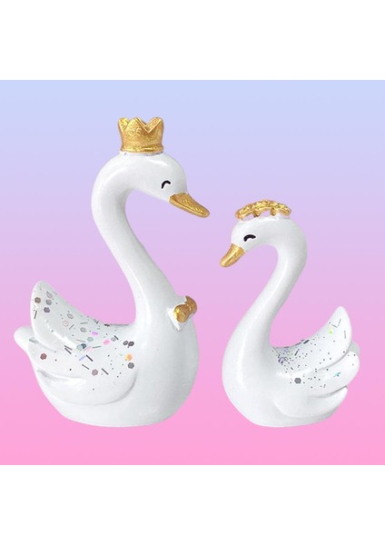 3D Reçine Taç Kuğu Ayakta Duran Heykel Figürinler Heykel Araba Gösterge Paneli Dekor (Yurt Dışından) modelleri