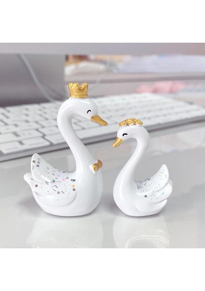 3D Reçine Taç Kuğu Ayakta Duran Heykel Figürinler Heykel Araba Gösterge Paneli Dekor (Yurt Dışından) indirimleri