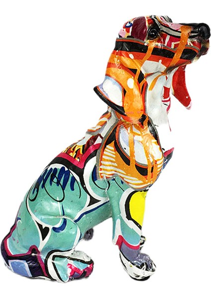 Modern Graffiti Renkli Köpek Figürine Hayvan Heykeli Masaüstü Sanat El Sanatları Hediye 10.5X7.5X15CM (Yurt Dışından) fiyatları
