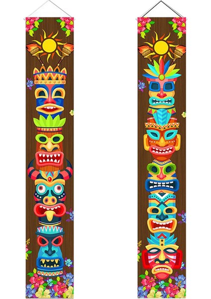 2x Kapı Banner Hawaiian Luau Sundurma Işareti Mardi Gras Parti Zemin Plajı (Yurt Dışından) fiyatları