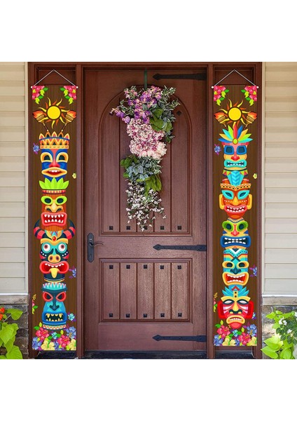 2x Kapı Banner Hawaiian Luau Sundurma Işareti Mardi Gras Parti Zemin Plajı (Yurt Dışından) modelleri