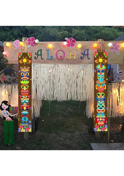 2x Kapı Banner Hawaiian Luau Sundurma Işareti Mardi Gras Parti Zemin Plajı (Yurt Dışından) indirimleri