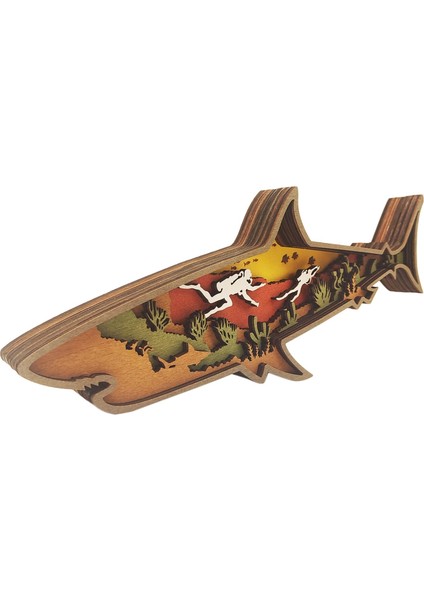 Dekor Için Hollow Creative Hayvan Ahşap Zanaat Süslü El Sanatları Köpekbalığı (Yurt Dışından)