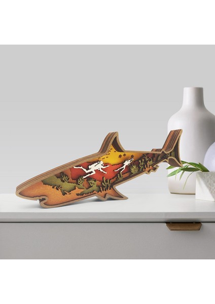 Dekor Için Hollow Creative Hayvan Ahşap Zanaat Süslü El Sanatları Köpekbalığı (Yurt Dışından) indirimleri