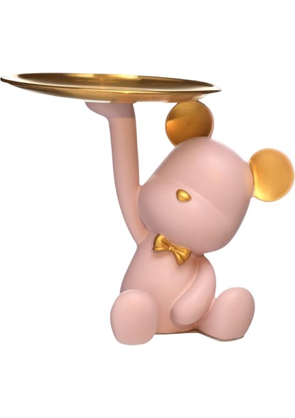 Reçine Ayı Figürin Heykel Oturma Odası Giriş Atıştırmalık Depolama Tepsisi Organizatör Pembe (Yurt Dışından)