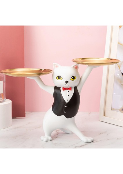 Garson Kedi Heykel Heykel Biblolar Oturma Odası Için Saklama Depolama Tepsisi (Yurt Dışından)