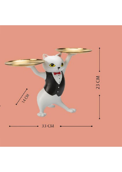 Garson Kedi Heykel Heykel Biblolar Oturma Odası Için Saklama Depolama Tepsisi (Yurt Dışından) indirimleri