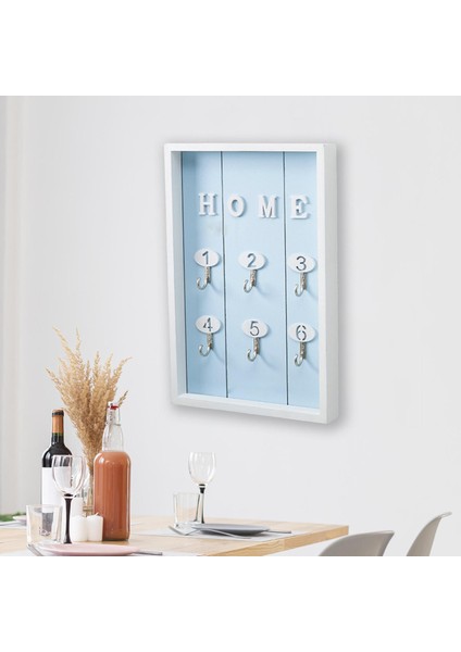 Vintage Style Anahtar Tutucu Kapı Depolama Şapkası Askı Organizatörü Giriş 6 Hooks Mavi (Yurt Dışından)