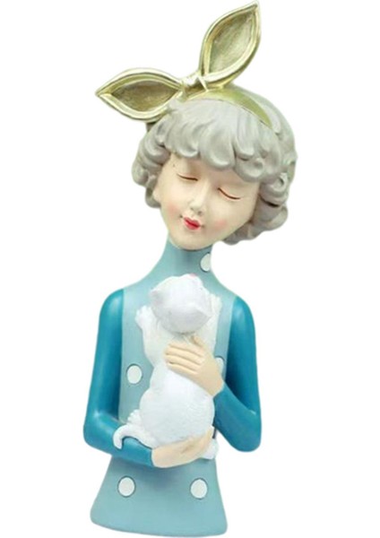 Iskandinav Kız Heykel Heykel Reçine Ev Dekorasyon Süsleme Mavi Için Heykelcik (Yurt Dışından)