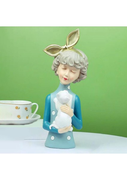 Iskandinav Kız Heykel Heykel Reçine Ev Dekorasyon Süsleme Mavi Için Heykelcik (Yurt Dışından) modelleri