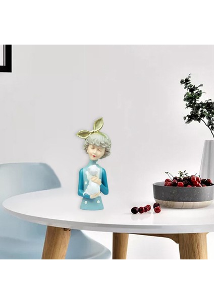 Iskandinav Kız Heykel Heykel Reçine Ev Dekorasyon Süsleme Mavi Için Heykelcik (Yurt Dışından) fırsatları