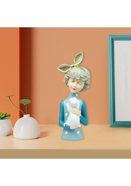 Iskandinav Kız Heykel Heykel Reçine Ev Dekorasyon Süsleme Mavi Için Heykelcik (Yurt Dışından) indirimleri