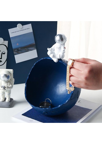 Astronot Reçine Heykeli Space Moon Model Heykeli Ana Masa Dekorasyonu ve Mavi (Yurt Dışından) modelleri