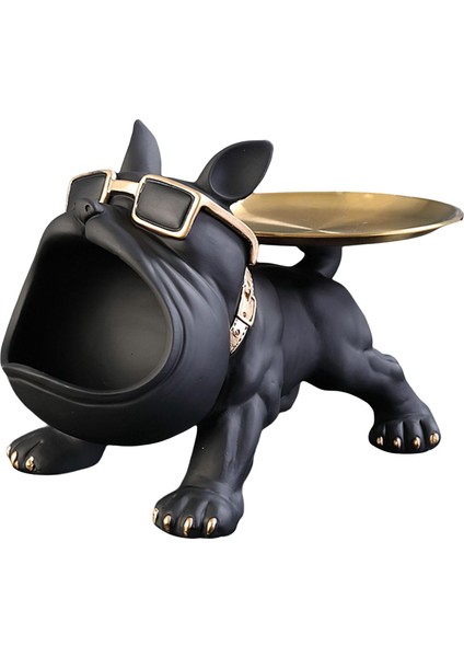Köpek Depolama Tepsisi Heykeli Koleksiyon Heykel Masaüstü Dekorasyon Siyah (Yurt Dışından)