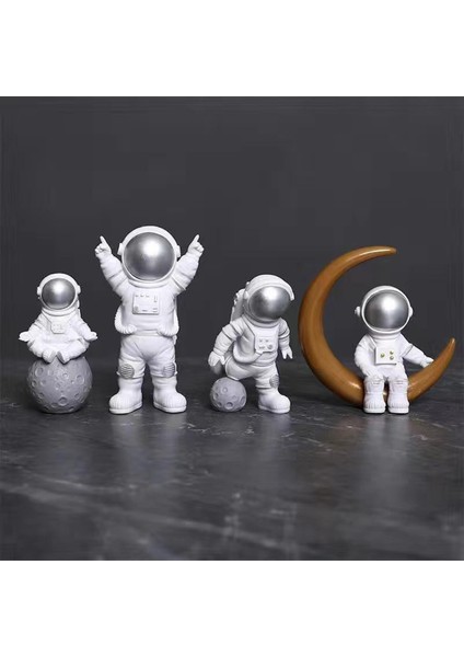 4x Spacean Heykelcik Kabini Astronot Heykel Heykel Dekor (Yurt Dışından)