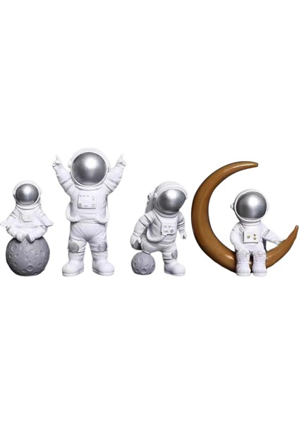 4x Spacean Heykelcik Kabini Astronot Heykel Heykel Dekor (Yurt Dışından)