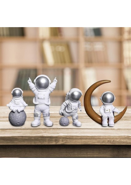 4x Spacean Heykelcik Kabini Astronot Heykel Heykel Dekor (Yurt Dışından)