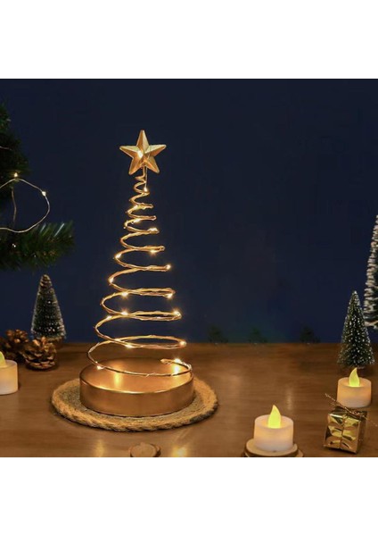 Spiral Noel Ağacı Işıkları Pil Çalışan Masa Üstü Dekorasyon (Yurt Dışından) modelleri