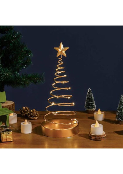 Spiral Noel Ağacı Işıkları Pil Çalışan Masa Üstü Dekorasyon (Yurt Dışından) fırsatları