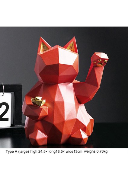 Şanslı Kedi Figüre Raf Ekran Süsleri Iyi Ofis Heykeli Kırmızı (Yurt Dışından) modelleri