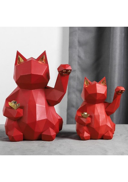 Şanslı Kedi Figüre Raf Ekran Süsleri Iyi Ofis Heykeli Kırmızı (Yurt Dışından) indirimleri