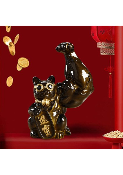 Lucky Cat Figurine Heykel Heykel Feng Shui Modern Raf Masası Süsleme Renk Değişimi Sol (Yurt Dışından) modelleri