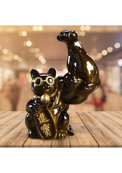 Lucky Cat Figurine Heykel Heykel Feng Shui Modern Raf Masası Süsleme Renk Değişimi Sol (Yurt Dışından) fırsatları
