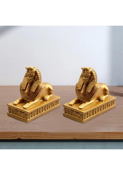 2pcs Sfenks Heykelleri Mısır Figürinler Heykel Firavun Oturma Odası Ev (Yurt Dışından)