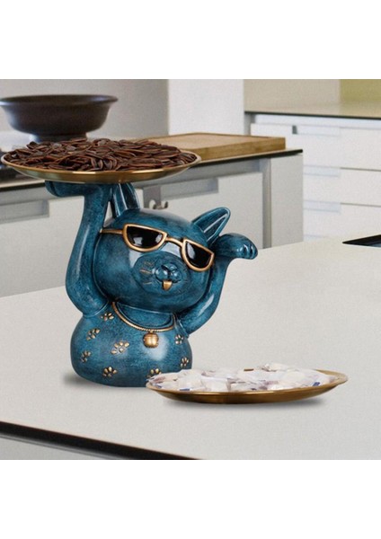 Masa Üstü Reçine Heykeli Şanslı Kedi Heykel Figürin ile Ev Taşınma Mavisi Için Tepsi (Yurt Dışından) indirimleri