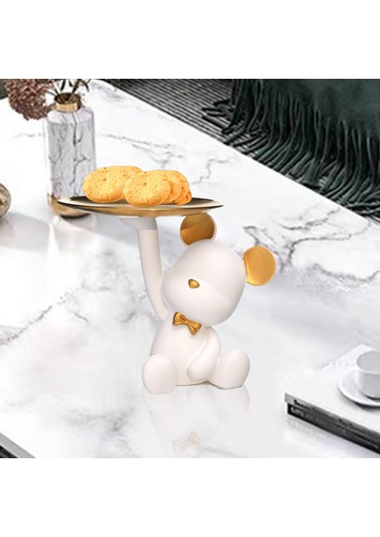 Reçine Ayı Figürin Heykel Oturma Odası Giriş Atıştırmalık Depolama Tepsisi Organizatör Beyaz (Yurt Dışından) modelleri