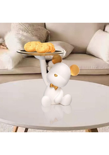 Reçine Ayı Figürin Heykel Oturma Odası Giriş Atıştırmalık Depolama Tepsisi Organizatör Beyaz (Yurt Dışından) fırsatları