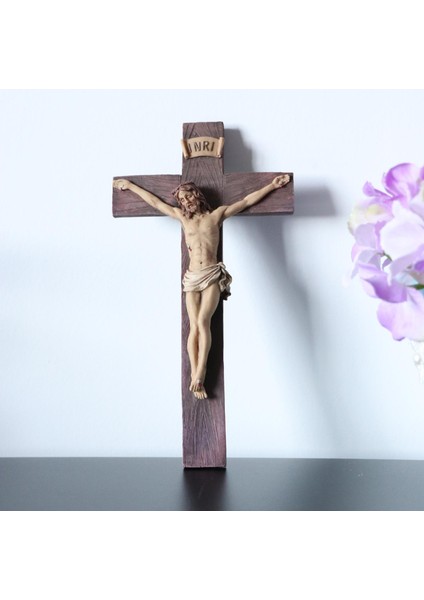 Dini Reçine Isa Çapraz Haç Heykeli Heykelcik Duvar Heykel Süs Sarı Sarı (Yurt Dışından) indirimleri