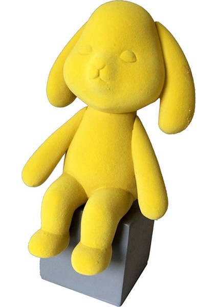 Masaüste Tv Raf Sanat Dekorasyonu Için Sevimli Tavşan Figürin Heykel Heykeli Sarı Sandık (Yurt Dışından)