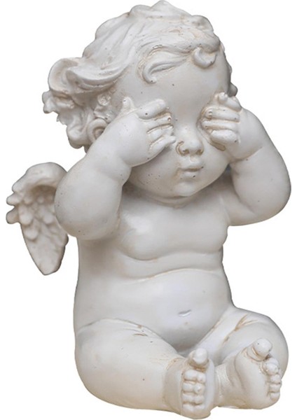 Retro Style Nordic Cherub Melek Heykeli Dekoratif Süs Beyaz Hediye Kapalı Görme (Yurt Dışından)