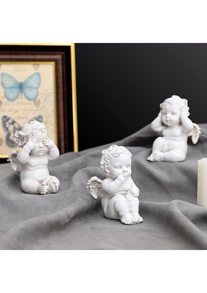 Retro Style Nordic Cherub Melek Heykeli Dekoratif Süs Beyaz Hediye Kapalı Görme (Yurt Dışından) modelleri