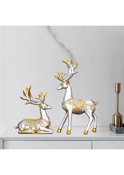 2 Adet Ren Geyiği Heykel Heykel Oturma Odası Masa Figürü Süsleme Bir Çift (Yurt Dışından) indirimleri