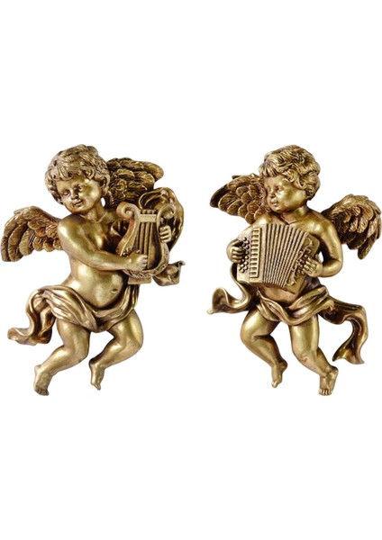 2pcs Melek Heykeli Figürinler Herub Duvar Heykel Kanatları Dekor C Için Dekoratif (Yurt Dışından)