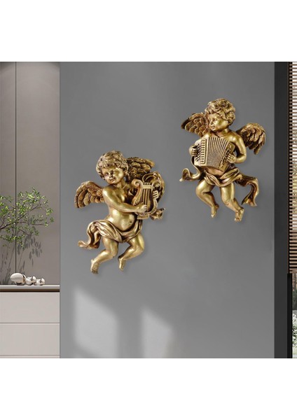 2pcs Melek Heykeli Figürinler Herub Duvar Heykel Kanatları Dekor C Için Dekoratif (Yurt Dışından) fiyatları