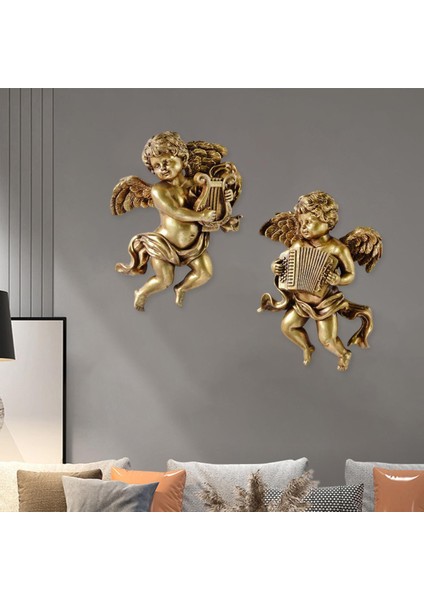 2pcs Melek Heykeli Figürinler Herub Duvar Heykel Kanatları Dekor C Için Dekoratif (Yurt Dışından) fırsatları