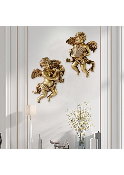 2pcs Melek Heykeli Figürinler Herub Duvar Heykel Kanatları Dekor C Için Dekoratif (Yurt Dışından) indirimleri