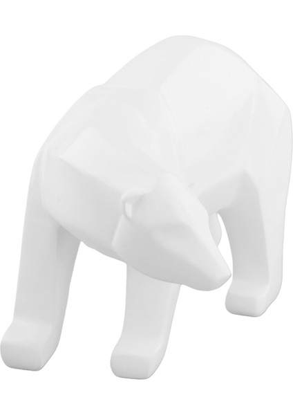 Reçine Heykeli Bear Geometrik Heykel Figürinleri Beyaz L (Yurt Dışından)