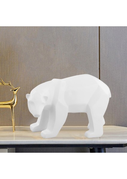 Reçine Heykeli Bear Geometrik Heykel Figürinleri Beyaz L (Yurt Dışından) fiyatları