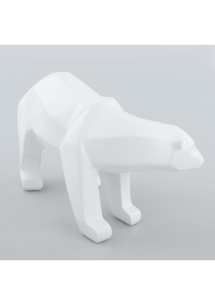 Reçine Heykeli Bear Geometrik Heykel Figürinleri Beyaz L (Yurt Dışından) modelleri