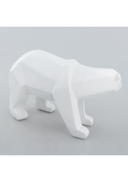 Reçine Heykeli Bear Geometrik Heykel Figürinleri Beyaz L (Yurt Dışından) indirimleri