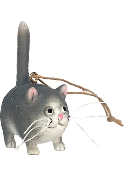 Sevimli Reçine Kedi Figürin Asılı Süsleme Minyatür Hayvanlar Heykel Dekor Gri (Yurt Dışından)
