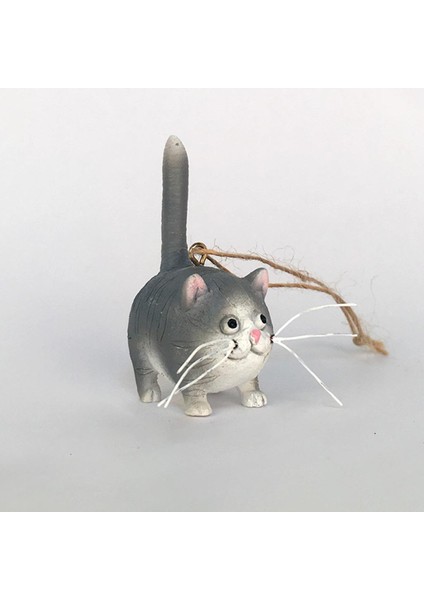 Sevimli Reçine Kedi Figürin Asılı Süsleme Minyatür Hayvanlar Heykel Dekor Gri (Yurt Dışından) modelleri