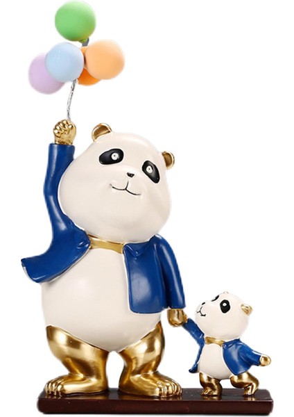 Panda Heykeli Figürin, Yaşam Standı Masaüstü Mavi Için Balonlu (Yurt Dışından) fiyatları